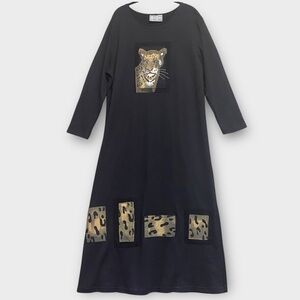 Vintage Cover Charge Women’s Maxi Dress Small 100% Cotton Leopard Animal Print
